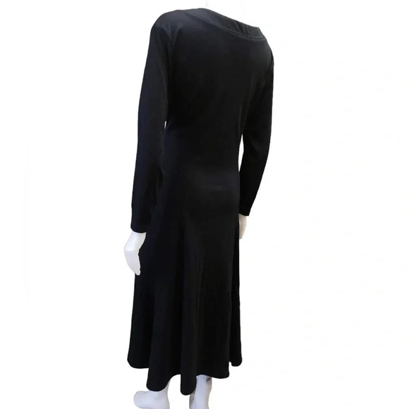 Daniel Hechter Maxi Black Long Sleeve Dress Size  12 - Picture 3 of 10